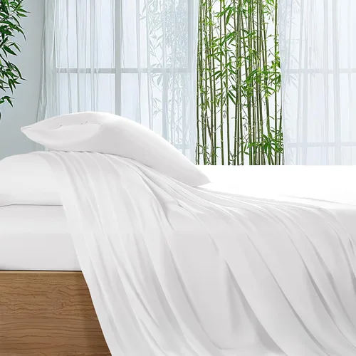 Vista 16 de SONORO KATE Sábanas 100% viscosa derivada de bambú tamaño matrimonial, sábanas ultra transpirables y refrescantes para personas que duermen con Beige