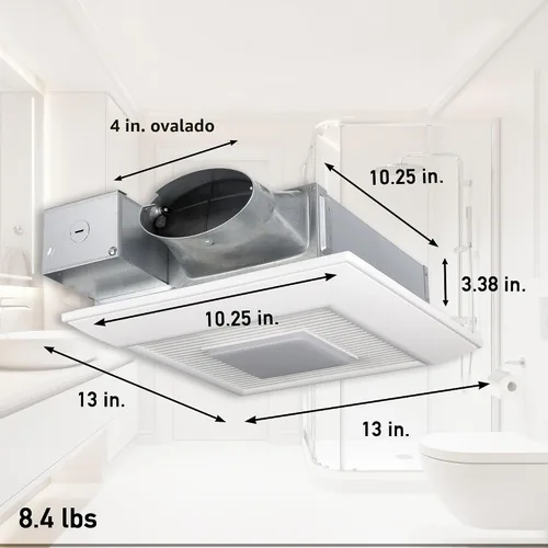 Vista 2 de Panasonic FV-0510VSL1 WhisperValue - Ventilador de baño de bajo consumo con luz LED - 50-80-100 CFM