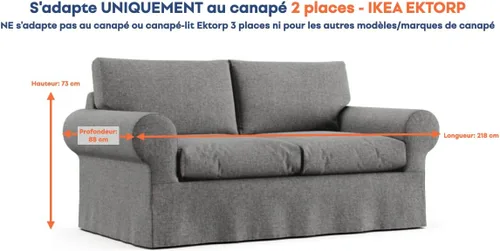 Vista 2 de Comfort Works Funda de repuesto personalizada Ektorp para sofá biplaza, compatible con sofá de 2 plazas IKEA Ektorp (sofá biplaza - gris mediano)