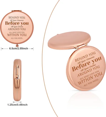 Vista 5 de Jielahua Regalos de despedida de compañera de trabajo para mujeres regalo de despedida para jefes amigos hermana espejo de maquillaje compacto
