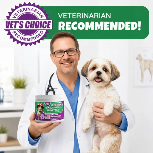 Vista 6 de Polvo de hongos totalmente natural para perros para inmunidad, cognición, longevidad, protuberancias y apoyo de bultos, hongo de cola de pavo