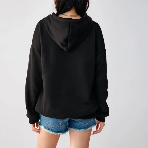 Vista 5 de Yoawdats Abrigo de Halloween para mujer, manga larga, con capucha, bordado, con corazón, suéter casual de Spiderman