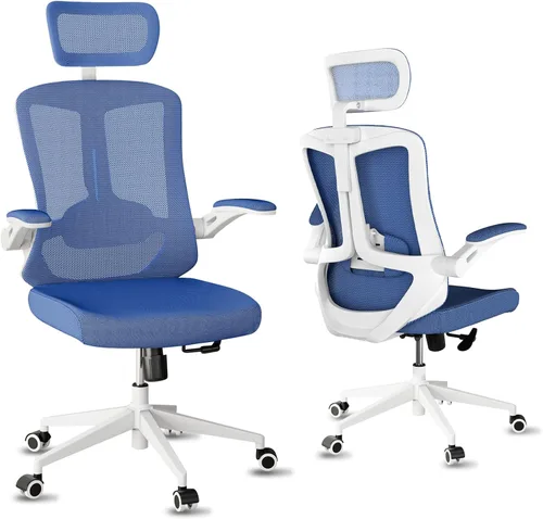 Vista 10 de Silla de oficina de malla, ergonómica con soporte lumbar, color negro, estilo moderno, respaldo de malla, bloqueo de inclinación de 90-135