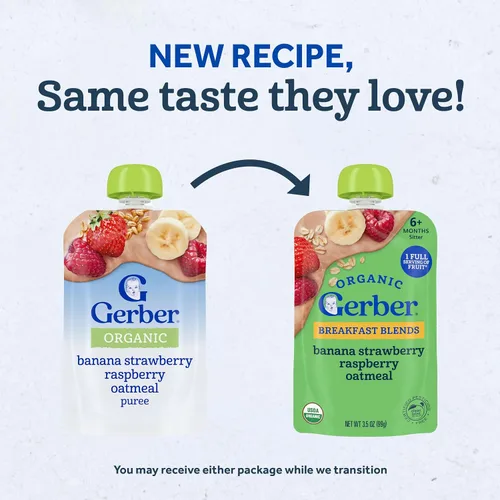 Vista 3 de Bolsas de alimentos Gerber Organic 2nd Foods, 3,5 onzas, 12