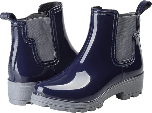 Vista 2 de Botas de lluvia cortas para mujer, impermeables, sin cordones, botines Chelsea, 5.5
