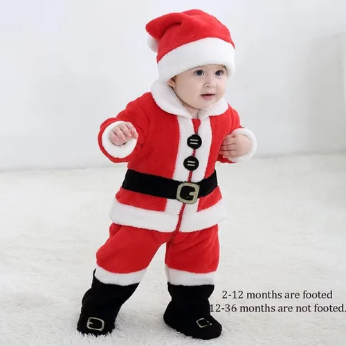 Vista 3 de QIAONIUNIU Disfraz de Papá Noel para bebé, traje de Navidad para niños pequeños