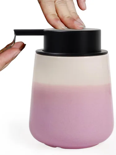 Vista 8 de INGOFIN Dispensador de Jabón de Cerámica Espumoso - Dispensador de Jabón de Mano de 12oz de Espuma para Baño, Dispensador de Platos Moderno