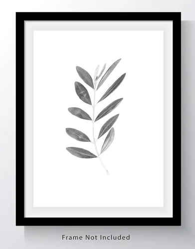 Vista 2 de WESTBROOK DESIGN STUDIO Olive Branch with Leaves Botanical Wall Art Print - 11x14 UNFRAMED, Minimalist Modern Black & White Decor - A Neutral