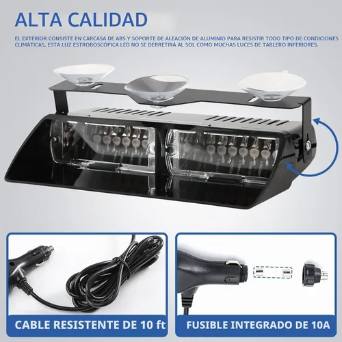 Vista 4 de Barra de luz estroboscópica de emergencia LED azul para salpicadero de policía, visera de parabrisas, bombero, luces de advertencia de seguridad