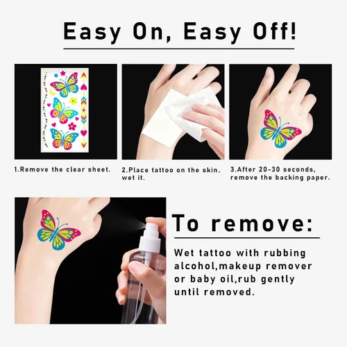 Vista 6 de Suministros de fiesta con tatuajes temporales que brillan en la oscuridad 192+ PIEZAS, Tatuajes faciales reactivos de neón UV con luz negra