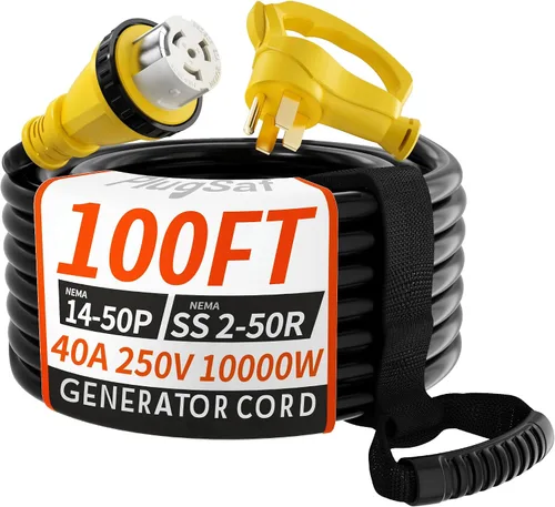 Vista 10 de PlugSaf Cable generador de 50 amperios, cable de extensión RV de 10 pies