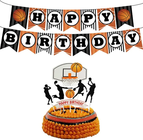 Vista 8 de Juego de 7 letras de baloncesto DIY feliz cumpleaños para niño pastel decoración de fiesta de pasteles deportes suministros de fiesta