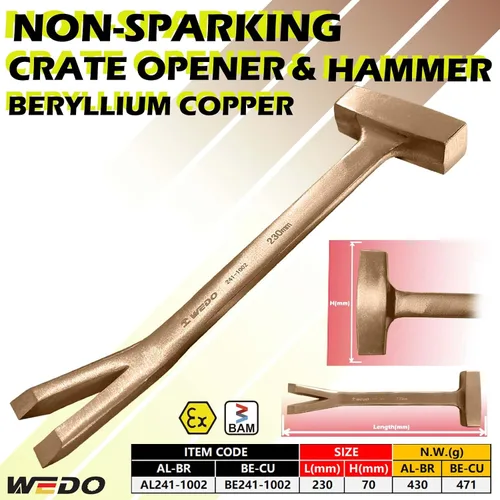 Vista 2 de WEDO Abridor de cajas sin chispas, Abridor de cajas de seguridad sin chispas, cobre de berilio, estándar DIN, certificado BAM y FM, 2.756x9.055 in