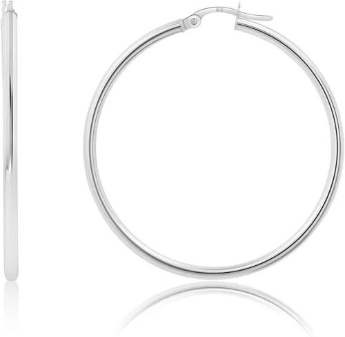 Vista 8 de Solid 10K or 14K Gold 12MM to 50MM Hoop Earrings for Women 10K oro blanco