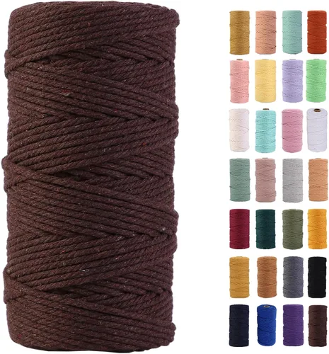 Vista 49 de Cuerda de macramé azul aire de 0.079 in x 220 yardas, cuerda de algodón colorido de algodón suave para colgar en la pared, colgadores de plantas