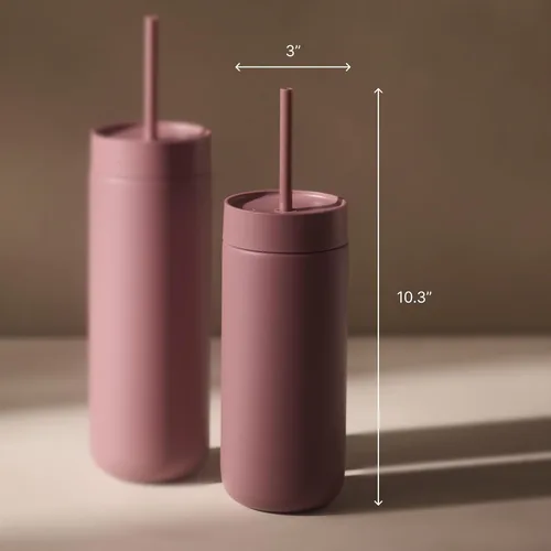 Vista 4 de Fellow Carter - Vaso de cerámica fría con forro de 16 onzas con tapa con popote, sin BPA No Metallic Taste, Cold 18 Hours, Stainless Steel