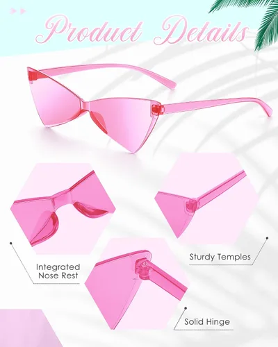 Vista 3 de Hoteam 24 pares de lentes de sol triangulares sin montura de color caramelo, lentes de sol de ojo de gato para mujeres y hombres, fiesta de disfraces