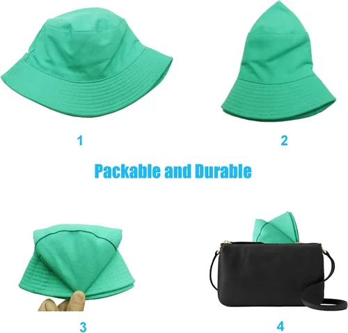 Vista 5 de Sombrero de pescador para mujeres y hombres, reversible, de algodón, para verano, playa, estilo sólido