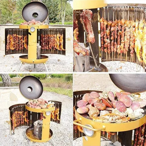 Vista 2 de Certificación de seguridad Parrillas verticales de barbacoa de carbón Parrilla de barbacoa de potencia de fuego ajustable Parrilla de barbacoa