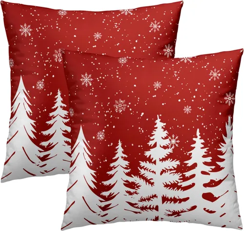 Vista 19 de Juego de 2 fundas de almohada de bosque de abedul, fundas de almohada decorativas de montaña de madera verde oscuro brumoso de 16 x 16 pulgadas