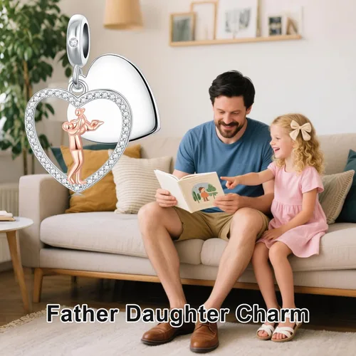 Vista 61 de PROESS Dije para padre, madre e hija, pulsera de plata de ley para pulseras, regalos de cumpleaños, día de San Valentín, para hija, madre, amante