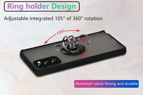 Vista 5 de Está especialmente diseñado para Samsung Galaxy Note 20 anticaídas, antihuellas, soporte de anillo giratorio de 360° integrado sólido y duradero