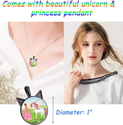 Vista 5 de Joyero de unicornio para niñas dos regalos de unicornio para niñas caja de joyería de unicornio de princesa y colgante de unicornio cajas de joyería
