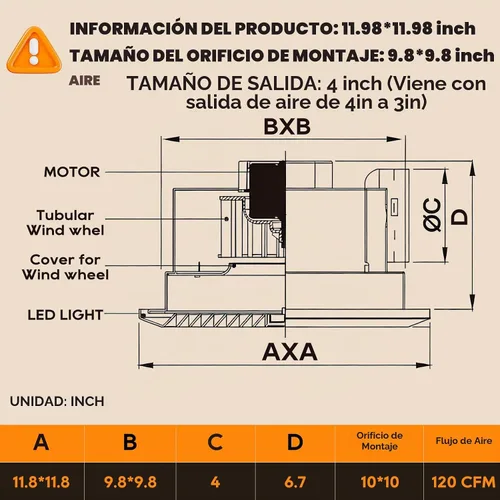 Vista 13 de Extractor de baño ultra silencioso con luz, 120 CFM, 1.0 Sones Negro