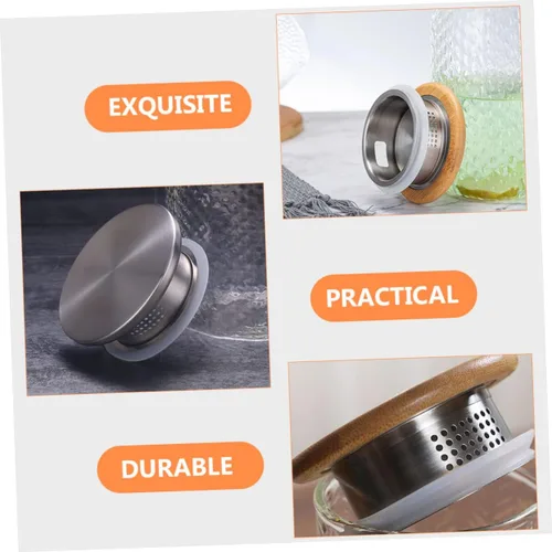 Vista 8 de 2 piezas de acero inoxidable tapa de jarra de agua cubierta práctica jarra accesorio con doble salida de agua para preparar té resistente al