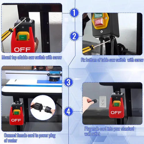 Vista 5 de Dreyoo 1 Pack Interruptor Monofásico Encendido/Apagado 120/230V, Interruptor de Mesa de Enrutador de 2HP a 120V con Gran Señal de Alto