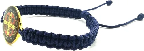 Vista 2 de Pulsera de San Benito para hombre Medalla de San Benito Regalos religiosos para hombre Cordón ajustable