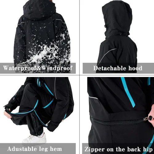 Vista 5 de XUQNAGG Traje de esquí de una pieza para mujer, resistente al viento, impermeable, cálido, transpirable, desmontable, para deportes de nieve