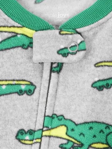 Vista 3 de Simple Joys by Carter's Pijamas de forro polar con pies de ajuste holgado y resistentes a las llamas para bebés varones Zorro azul/cocodrilo