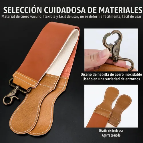 Vista 5 de Kit profesional de afeitar recta, afeitadora de peluquero para hombres en caja de regalo (negro)