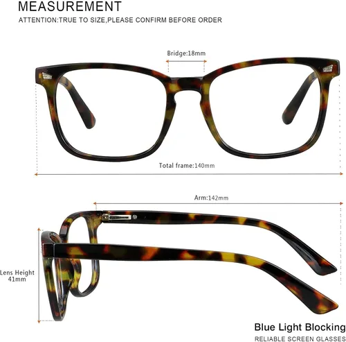 Vista 5 de Lentes cuadrados vintage con bloqueo de luz azul, antifatiga ocular, filtro UV, para computadora, lentes anti-luz azul para hombres y mujeres Ámbar