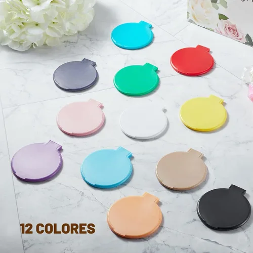 Vista 2 de Espejo compacto a granel, pequeño espejo de maquillaje para bolso, juego de 12 (12 colores)