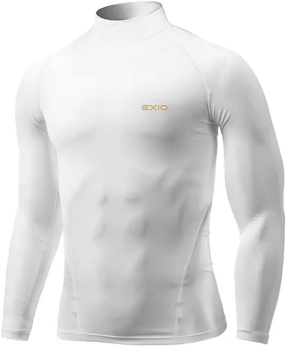 Vista 6 de EXIO EX-T02 - Camiseta de compresión de cuello alto y manga larga para hombre, con sistema de capa base
