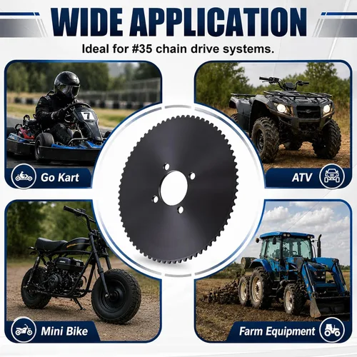 Vista 6 de Piñón Go Kart de 35 cadenas de 72 dientes con orificio de 2" Engranaje de eje trasero de acero resistente para Go Kart, Mini Bike, ATV, Trike
