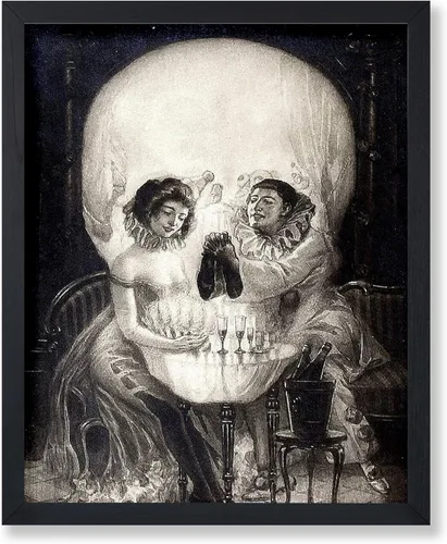 Vista 32 de Poster Master Póster vintage – Impresión de pintura de bailarina en la cabeza de la muerte – Arte surrealismo – Regalo gótico para él, ella