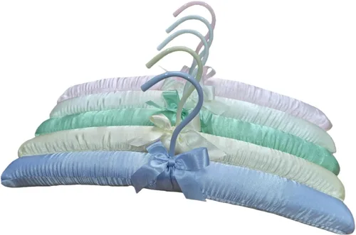 Vista 15 de Paquete de 10 perchas acolchadas de satén para ropa de mujer, perchas antideslizantes de tela de esponja para ropa, percheros para suéter, abrigo