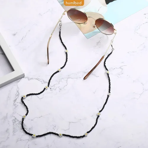 Vista 6 de humlbird Cadena de gafas de sol con cuentas de cristal curativo con perlas para mujer