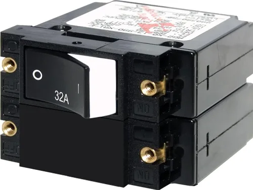Vista 10 de Disyuntores basculantes de doble polo de Blue Sea Systems A-Series Flat Rocker