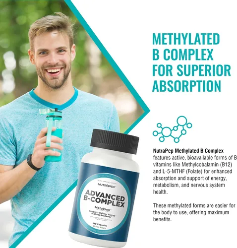 Vista 2 de NutraPep - Vitaminas metiladas del complejo B completo metil multivitamínico