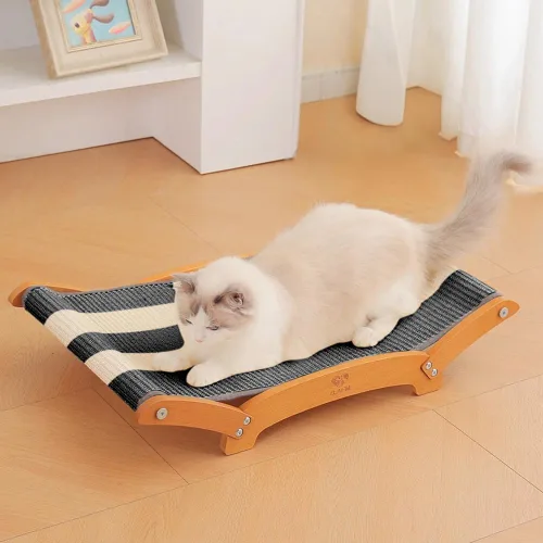 Vista 11 de Cama rascador de sisal extra grande para gatos, poste rascador duradero para gatos con hamaca para gatos de interior, tumbona y dormir y arañazos
