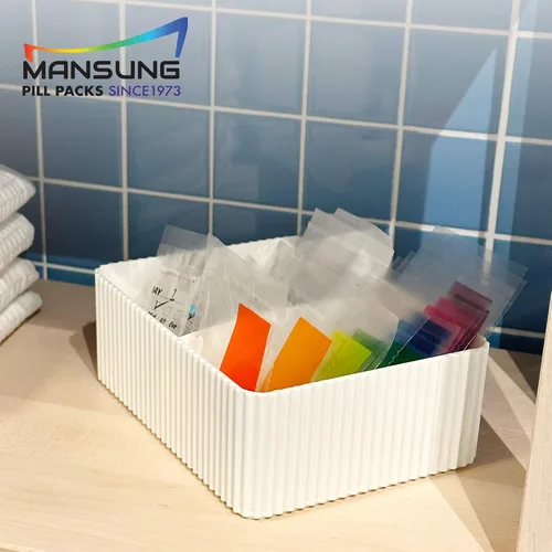 Vista 6 de Mansung S Bolsa de píldoras de sellado térmico, paquete sellado para bandeja de embudo de medicina, carga AM PM organizador, kit dispensador