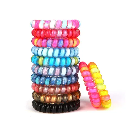 Vista 15 de Lazos para el cabello en espiral sin arrugas, coloridos lazos para el cabello sin rastro, lazos elásticos para el cabello, lazos para el cabello