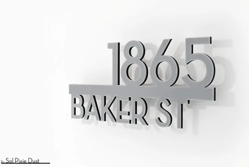 Vista 3 de Modern House Numbers - Street Address - Gray with Black Acrylic - Contemporary Home Address - Underline Sign Plaque - Door Number - Apartment