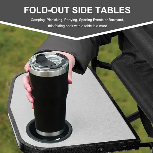 Vista 4 de Sillas de camping Yestomo, sillas plegables para exteriores, sillas de directores plegables para adultos resistentes, soporte hasta 450LBS