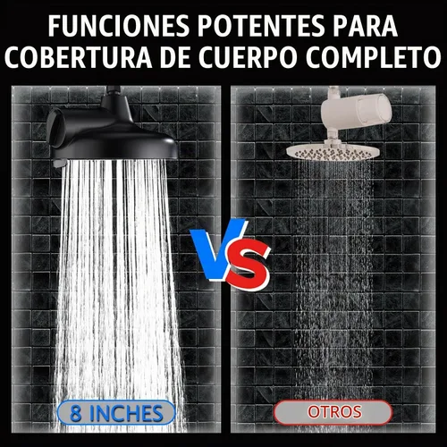 Vista 2 de Cabezal de ducha de lluvia filtrado con brazo de extensión de metal