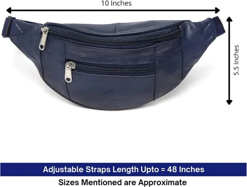 Vista 4 de Liberty Leather Riñonera de piel de napa de oveja auténtica, con múltiples bolsillos para hombres y mujeres, para uso al aire libre y viajes, correa